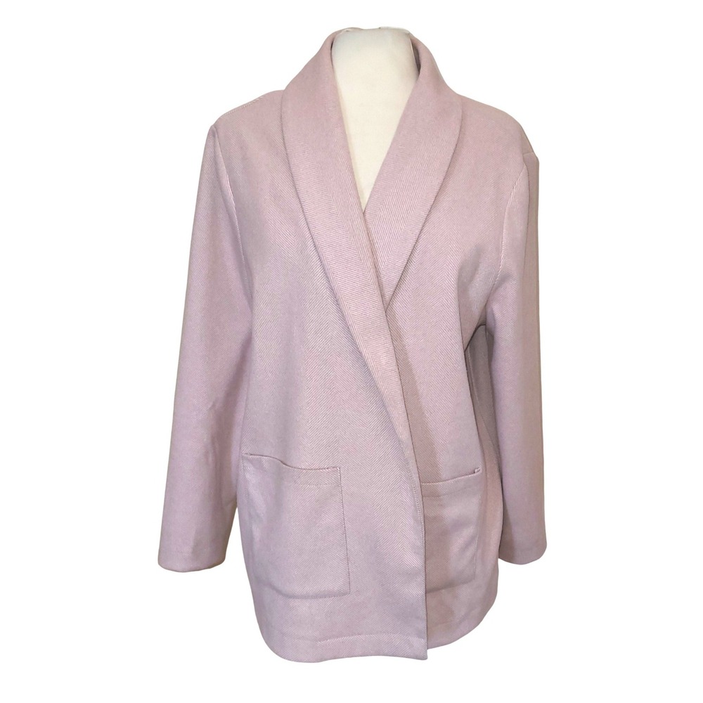 BB Dakota Dusty Rose Pink Herringbone Shawl Collar Open Front Cardigan Jacket XL - Picture 2 of 11